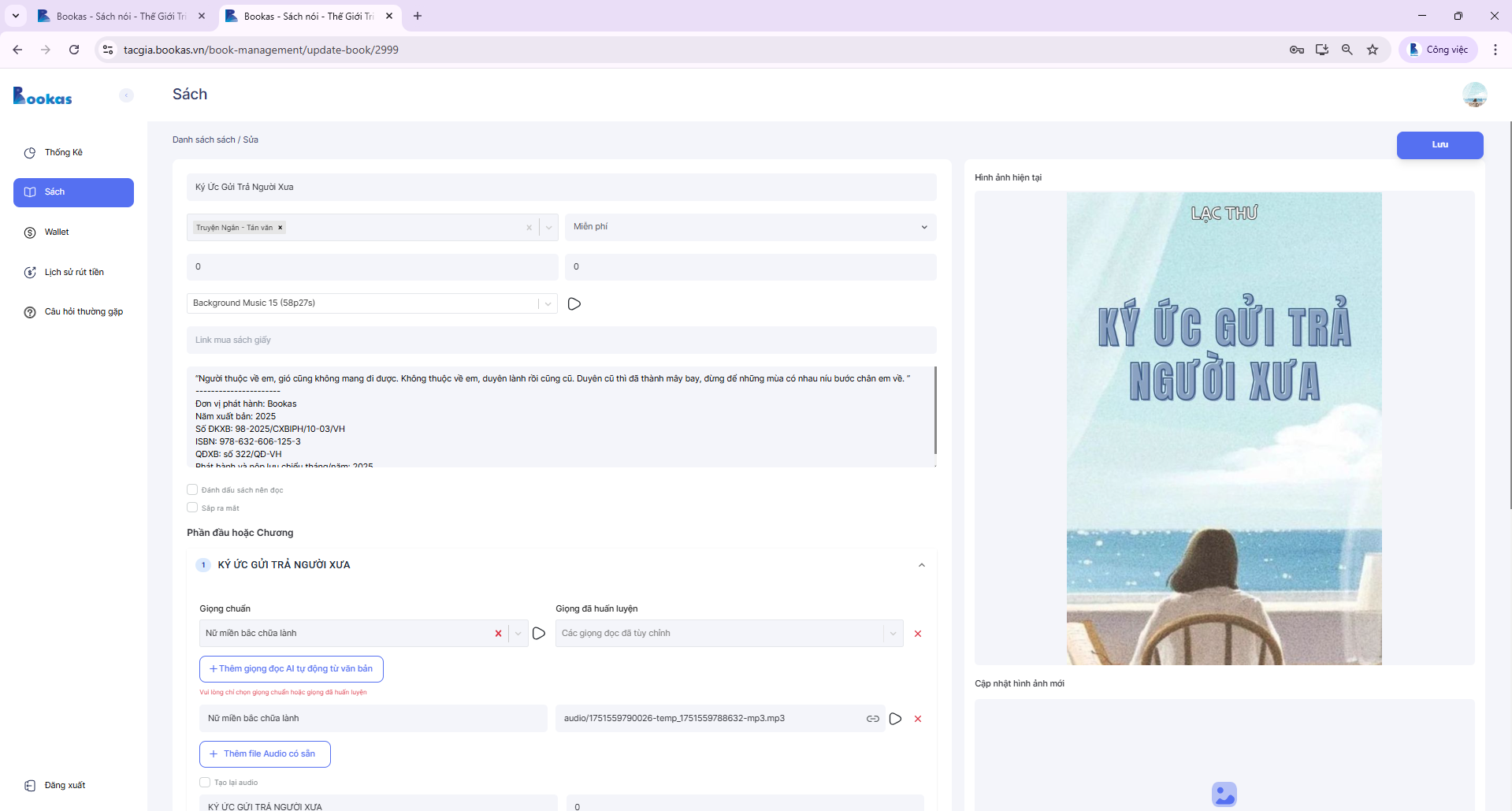 Hình ảnh trang tác giả tự làm sách trên BOOKAS